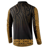 New Zealand Maori Kowhaiwhai Button Sweatshirt Karaka Maui and Mangopare