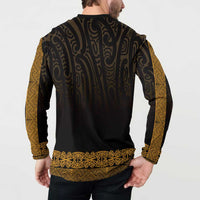 New Zealand Maori Kowhaiwhai Button Sweatshirt Karaka Maui and Mangopare