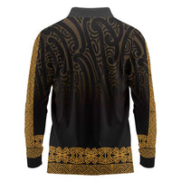 New Zealand Maori Kowhaiwhai Long Sleeve Polo Shirt Karaka Maui and Mangopare