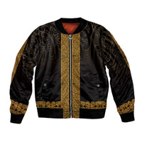 New Zealand Maori Kowhaiwhai Sleeve Zip Bomber Jacket Karaka Maui and Mangopare