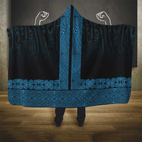 New Zealand Maori Kowhaiwhai Hooded Blanket Kikorangi Maui and Mangopare