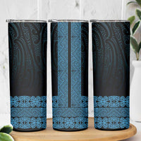 New Zealand Maori Kowhaiwhai Skinny Tumbler Kikorangi Maui and Mangopare