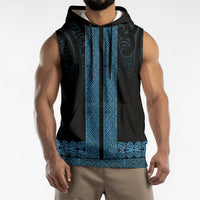 New Zealand Maori Kowhaiwhai Sleeveless Hoodie Kikorangi Maui and Mangopare - Polynesian Pride