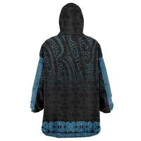 New Zealand Maori Kowhaiwhai Wearable Blanket Hoodie Kikorangi Maui and Mangopare