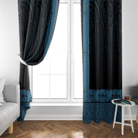 New Zealand Maori Kowhaiwhai Window Curtain Kikorangi Maui and Mangopare