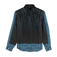 New Zealand Maori Kowhaiwhai Women Casual Shirt Kikorangi Maui and Mangopare