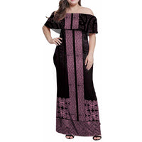New Zealand Maori Kowhaiwhai Family Matching Off Shoulder Maxi Dress and Hawaiian Shirt Mawhero Maui and Mangopare