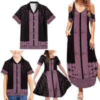 New Zealand Maori Kowhaiwhai Family Matching Summer Maxi Dress and Hawaiian Shirt Mawhero Maui and Mangopare