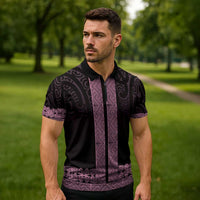 New Zealand Maori Kowhaiwhai Zipper Polo Shirt Mawhero Maui and Mangopare - Polynesian Pride