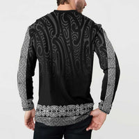 New Zealand Maori Kowhaiwhai Button Sweatshirt Pango Maui and Mangopare