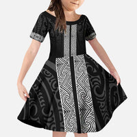 New Zealand Maori Kowhaiwhai Family Matching Off Shoulder Maxi Dress and Hawaiian Shirt Pango Maui and Mangopare