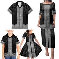 New Zealand Maori Kowhaiwhai Family Matching Puletasi and Hawaiian Shirt Pango Maui and Mangopare