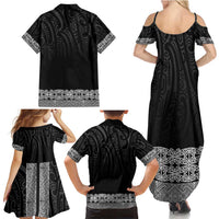 New Zealand Maori Kowhaiwhai Family Matching Summer Maxi Dress and Hawaiian Shirt Pango Maui and Mangopare