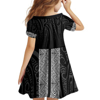 New Zealand Maori Kowhaiwhai Kid Short Sleeve Dress Pango Maui and Mangopare