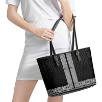 New Zealand Maori Kowhaiwhai Leather Tote Bag Pango Maui and Mangopare