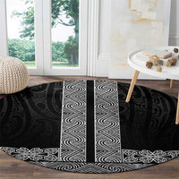 New Zealand Maori Kowhaiwhai Round Carpet Pango Maui and Mangopare