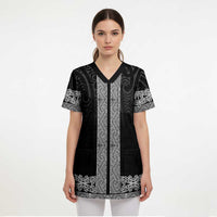 New Zealand Maori Kowhaiwhai Scrub Top Pango Maui and Mangopare - Polynesian Pride