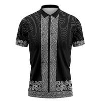 New Zealand Maori Kowhaiwhai Zipper Polo Shirt Pango Maui and Mangopare - Polynesian Pride