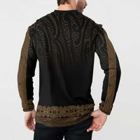 New Zealand Maori Kowhaiwhai Button Sweatshirt Parauri Maui and Mangopare