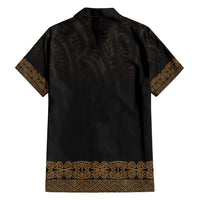 New Zealand Maori Kowhaiwhai Family Matching Short Sleeve Bodycon Dress and Hawaiian Shirt Parauri Maui and Mangopare