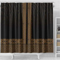 New Zealand Maori Kowhaiwhai Shower Curtain Parauri Maui and Mangopare