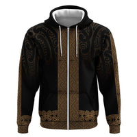 New Zealand Maori Kowhaiwhai Zip Hoodie Parauri Maui and Mangopare
