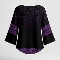 New Zealand Maori Kowhaiwhai Kimono Sleeve Blouse Waiporoporo Maui and Mangopare - Polynesian Pride