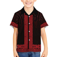 New Zealand Maori Kowhaiwhai Family Matching Off The Shoulder Long Sleeve Dress and Hawaiian Shirt Whero Maui and Mangopare
