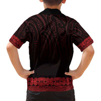 New Zealand Maori Kowhaiwhai Family Matching Off Shoulder Short Dress and Hawaiian Shirt Whero Maui and Mangopare