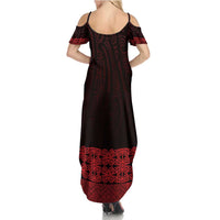 New Zealand Maori Kowhaiwhai Family Matching Summer Maxi Dress and Hawaiian Shirt Whero Maui and Mangopare