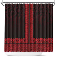 New Zealand Maori Kowhaiwhai Shower Curtain Whero Maui and Mangopare