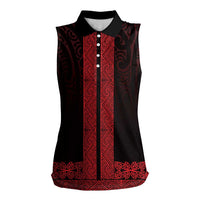 New Zealand Maori Kowhaiwhai Women Sleeveless Polo Shirt Whero Maui and Mangopare