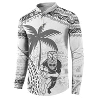 Custom Fiji Black Fern Button Sweatshirt Maori Warroir with Fijian Masi Pattern