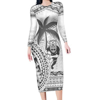 Custom Fiji Black Fern Family Matching Long Sleeve Bodycon Dress and Hawaiian Shirt Maori Warroir with Fijian Masi Pattern