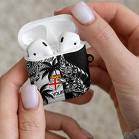 Fiji New Zealand Rugby Personalised AirPods Case Maori and Tapa Pattern LT9 - Polynesian Pride