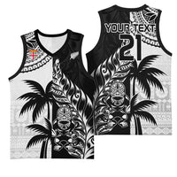 Fiji New Zealand Rugby Personalised Basketball Jersey Maori and Tapa Pattern - Polynesian Pride