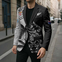 Fiji New Zealand Rugby Personalised Blazer Maori and Tapa Pattern - Polynesian Pride