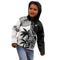 Custom Fiji New Zealand Kid Hoodie Maori mix Tapa Pattern Version