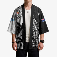 Fiji New Zealand Rugby Personalised Kimono Maori and Tapa Pattern - Polynesian Pride