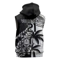 Fiji New Zealand Rugby Personalised Sleeveless Zip Hoodie Maori and Tapa Pattern LT9 - Polynesian Pride