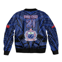 Custom Manu Samoa Sevens Rugby Bomber Jacket Samoan Tribal Tattoo