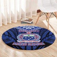 Custom Manu Samoa Sevens Rugby Round Carpet Samoan Tribal Tattoo