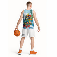 Funny Parrot Margarita Five O'clock Somewhere Basketball Jersey