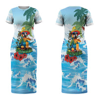 Funny Parrot Margarita Five O'clock Somewhere Couples Matching Short Sleeve Bodycon Dress and Hawaiian Shirt LT9 - Polynesian Pride