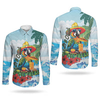 Funny Parrot Margarita Five O'clock Somewhere Couples Matching Tank Maxi Dress and Long Sleeve Button Shirt LT9 - Polynesian Pride