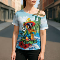 Funny Parrot Margarita Five O'clock Somewhere Cross Shoulder Shirt