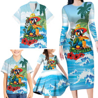 Funny Parrot Margarita Five O'clock Somewhere Family Matching Long Sleeve Bodycon Dress and Hawaiian Shirt LT9 - Polynesian Pride