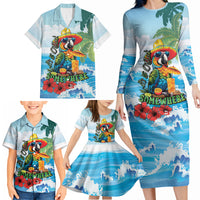 Funny Parrot Margarita Five O'clock Somewhere Family Matching Long Sleeve Bodycon Dress and Hawaiian Shirt LT9 - Polynesian Pride