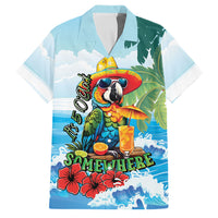 Funny Parrot Margarita Five O'clock Somewhere Family Matching Long Sleeve Bodycon Dress and Hawaiian Shirt LT9 Dad's Shirt - Short Sleeve Blue - Polynesian Pride