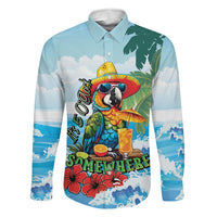 Funny Parrot Margarita Five O'clock Somewhere Family Matching Off The Shoulder Long Sleeve Dress and Hawaiian Shirt LT9 Daughter's Dress Blue - Polynesian Pride